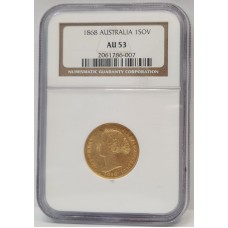 AUSTRALIA 1868 . ONE 1 GOLD SOVEREIGN . SYDNEY . GOLD . SLABBED